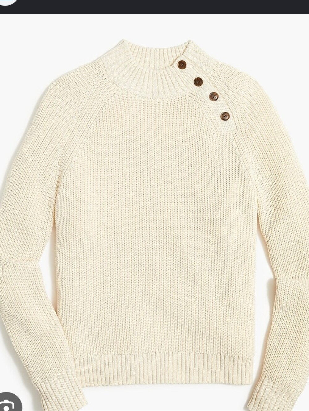 J Crew Cotton Button Mockneck Sweater - Cream